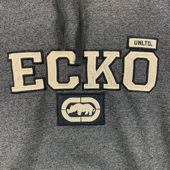 Vintage Ecko Mens Sweater 2XL Blue Hoodie Long Sleeve Embroidered Y2K Streetwear - Picture 2 of 7